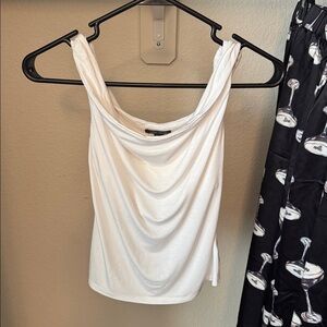 Wild Fable Classic White Draped Tank Top